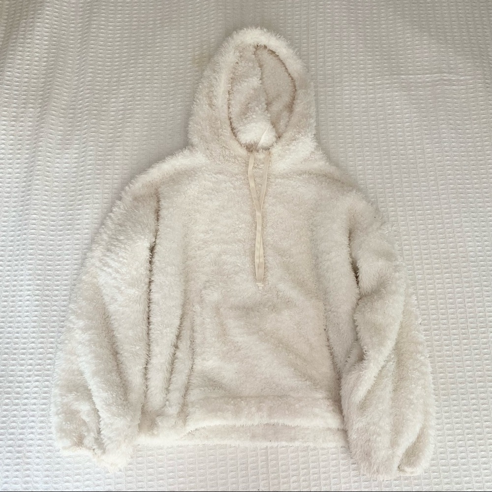 Gap white Sherpa hooded pullover size Large